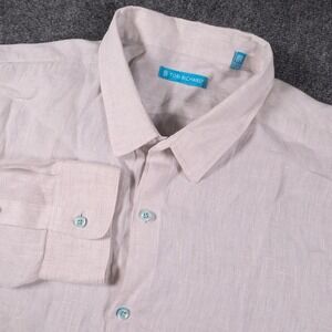 Tori Richard Linen Shirt Mens 2XL Gray Button Up Long Sleeve Casual Beach